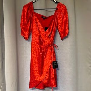 Red Leopard Lulus Wrap Dress